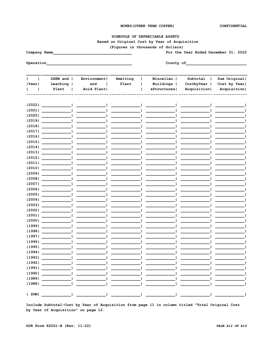 DOR Form 82061-B Property Tax Form - Mines (Other Than Copper) - Arizona, Page 12