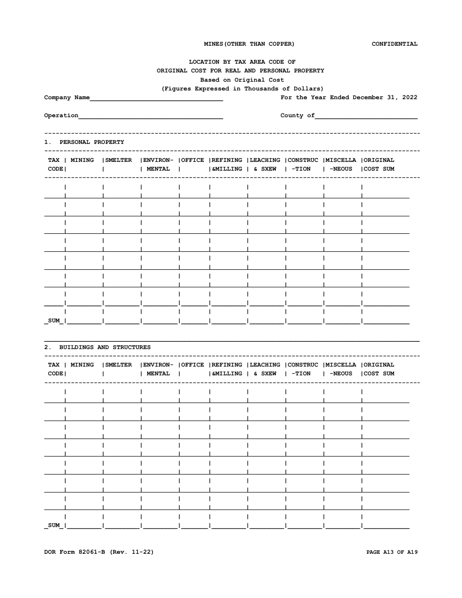 DOR Form 82061-B Property Tax Form - Mines (Other Than Copper) - Arizona, Page 13