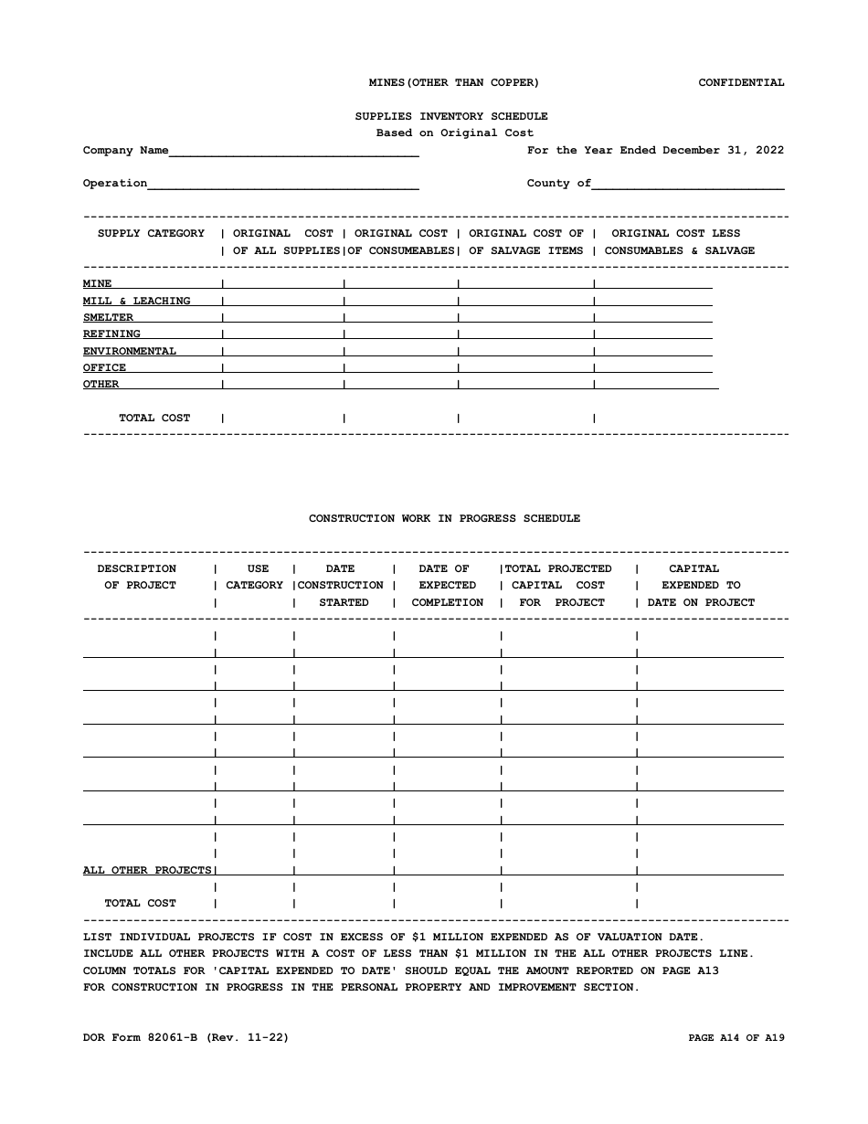 DOR Form 82061-B Property Tax Form - Mines (Other Than Copper) - Arizona, Page 14