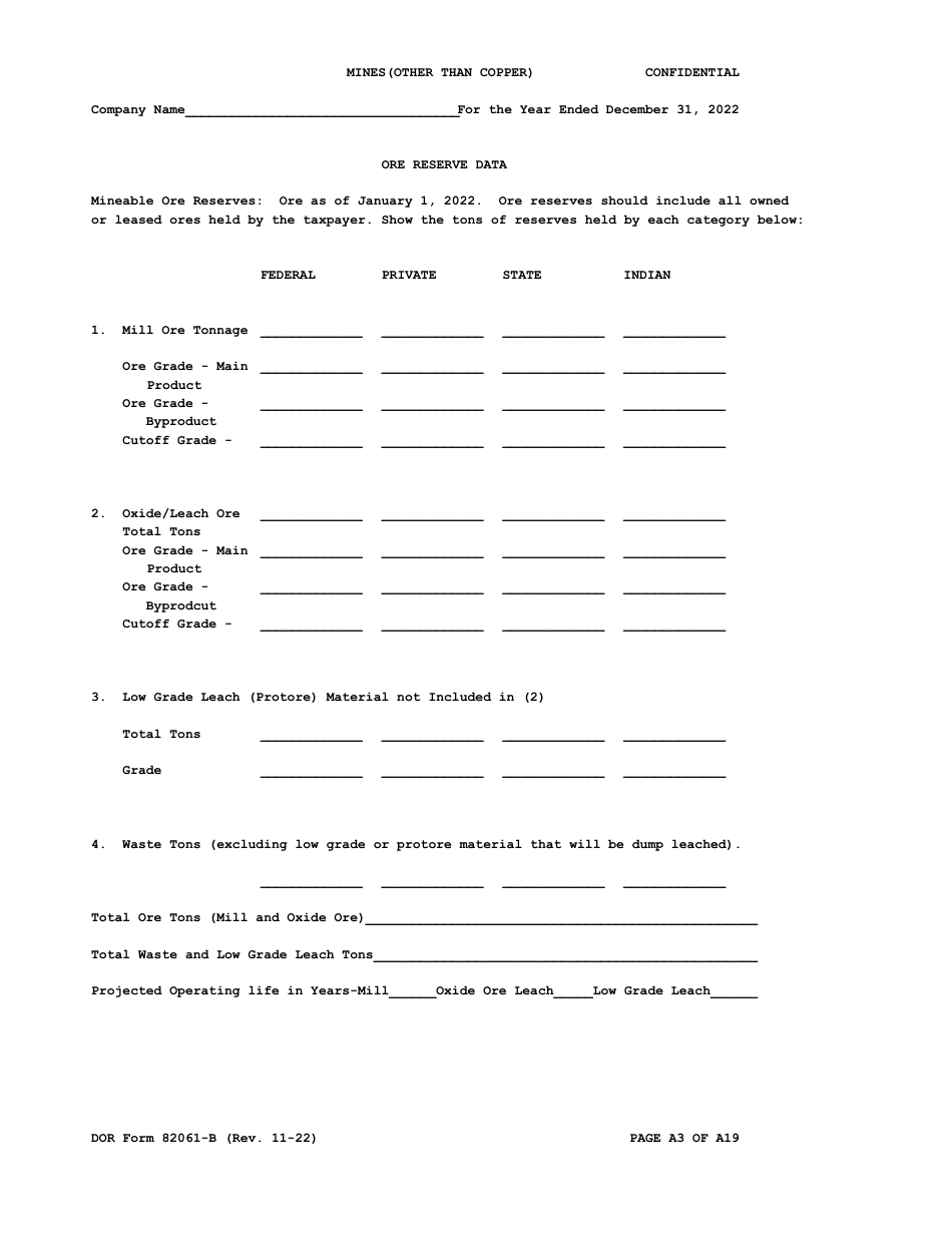 DOR Form 82061-B Property Tax Form - Mines (Other Than Copper) - Arizona, Page 3