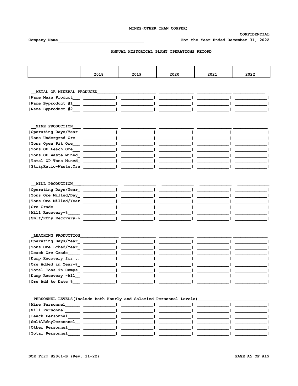 DOR Form 82061-B Property Tax Form - Mines (Other Than Copper) - Arizona, Page 5