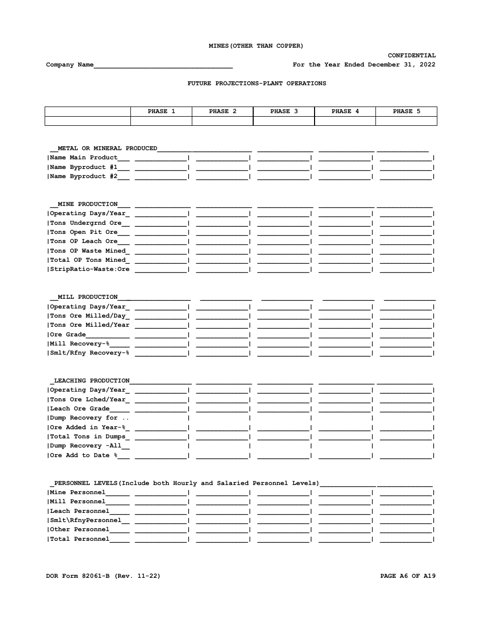 DOR Form 82061-B Property Tax Form - Mines (Other Than Copper) - Arizona, Page 6
