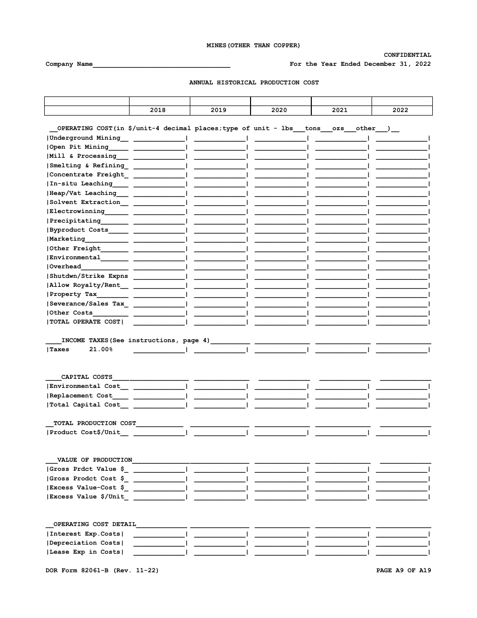 DOR Form 82061-B Property Tax Form - Mines (Other Than Copper) - Arizona, Page 9