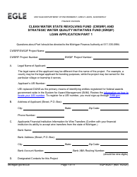 Form EQP3524-1 Part 1 Clean Water State Revolving Fund (Cwsrf) &amp; Strategic Water Quality Initiatives Fund (Swqif) Loan Application for Financial Assistance for Municipal Applicants - Michigan