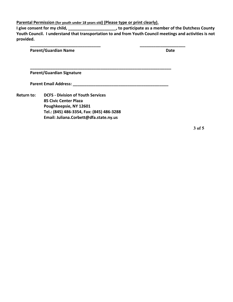 Youth Council Application - County of Dutchess, New York, Page 3