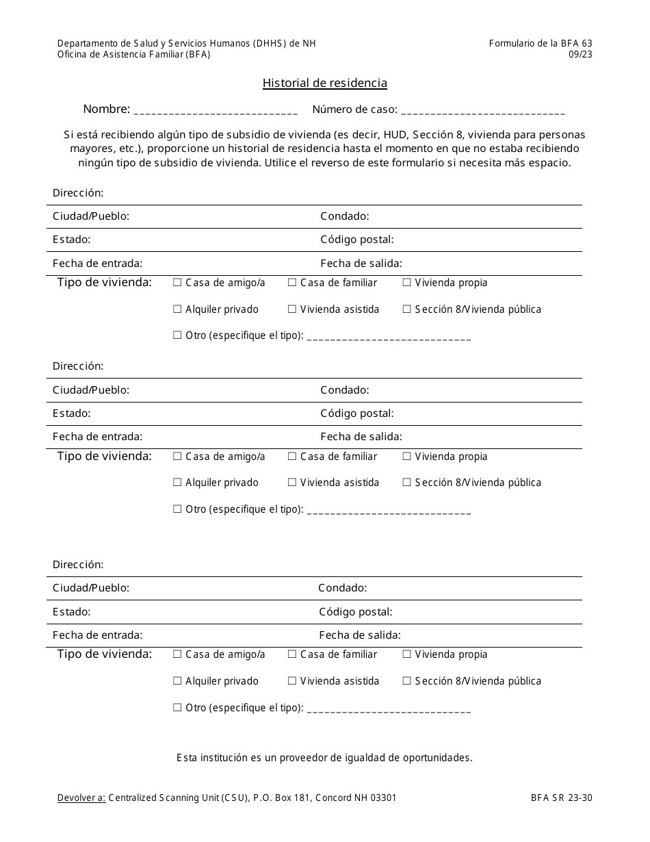 BFA Formulario 63 Fill Out, Sign Online and Download Printable PDF