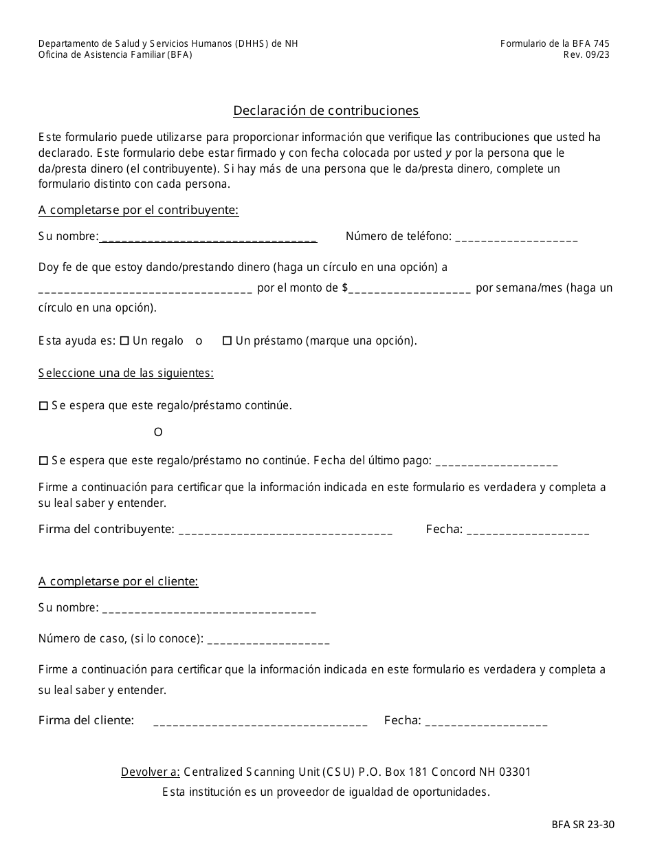 BFA Formulario 745 Fill Out, Sign Online and Download Printable PDF
