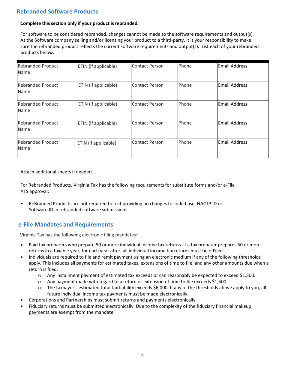 Tax Software Provider Letter of Intent - Virginia, Page 4
