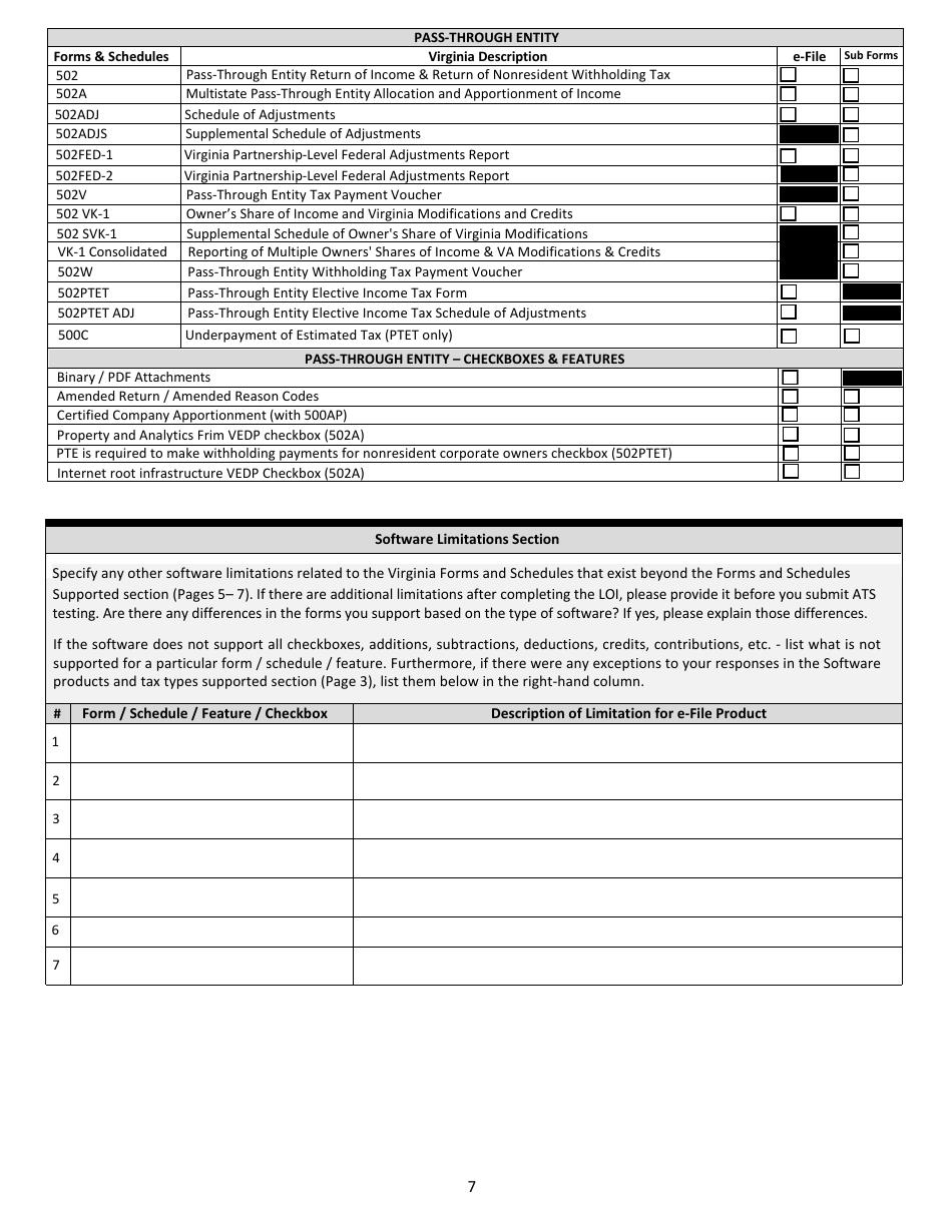 Tax Software Provider Letter of Intent - Virginia, Page 7