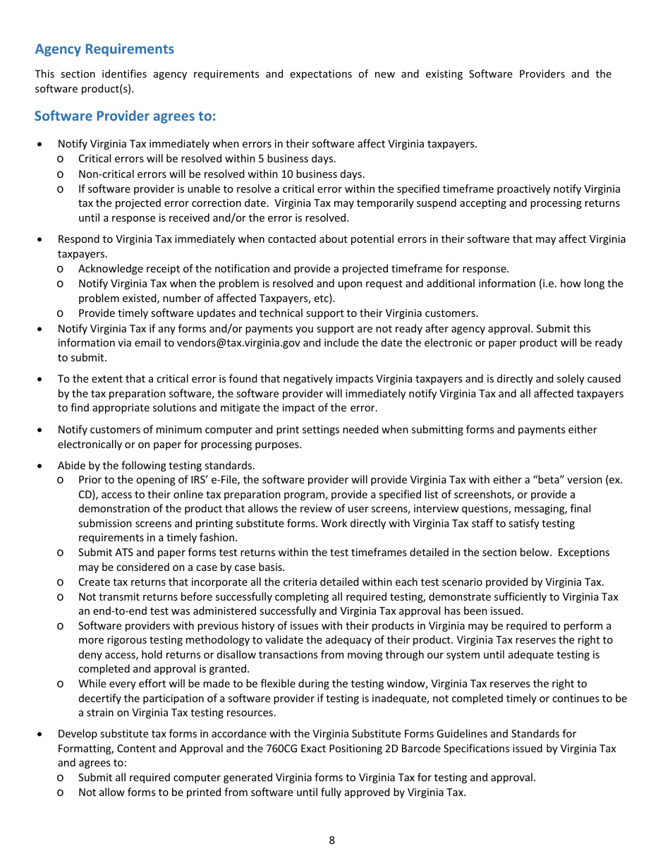 Tax Software Provider Letter of Intent - Virginia, Page 8