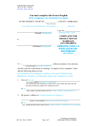 Document preview: Form DC6:4.1 Complaint for Dissolution of Marriage Without Children - Nebraska (English/Spanish)