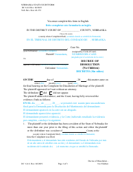 Form DC6:4.6 Decree of Dissolution - No Children - Nebraska (English/Spanish)