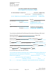 Form DC6:4.5 Notice of Hearing and Certificate of Service - Nebraska (English/Spanish)