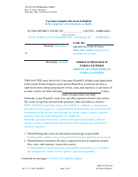 Document preview: Form DC6:7.2 Order to Proceed in Forma Pauperis - Nebraska (English/Spanish)