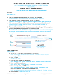 Instructions for Form DC6:4.3 Voluntary Appearance - Nebraska (English/Spanish)
