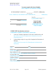 Document preview: Form DC6:4.3 Voluntary Appearance - Nebraska (English/Spanish)