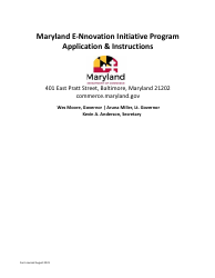 Maryland E-Nnovation Initiative Program Application - Maryland