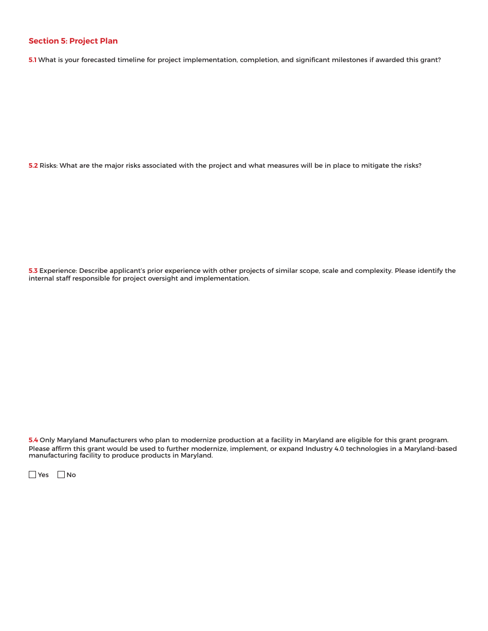 Maryland Manufacturing 4.0 (M4) Program Application - Maryland, Page 10