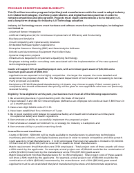 Maryland Manufacturing 4.0 (M4) Program Application - Maryland, Page 2