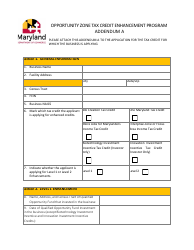 Addendum A Opportunity Zone Tax Credit Enhancement Program Application - Maryland