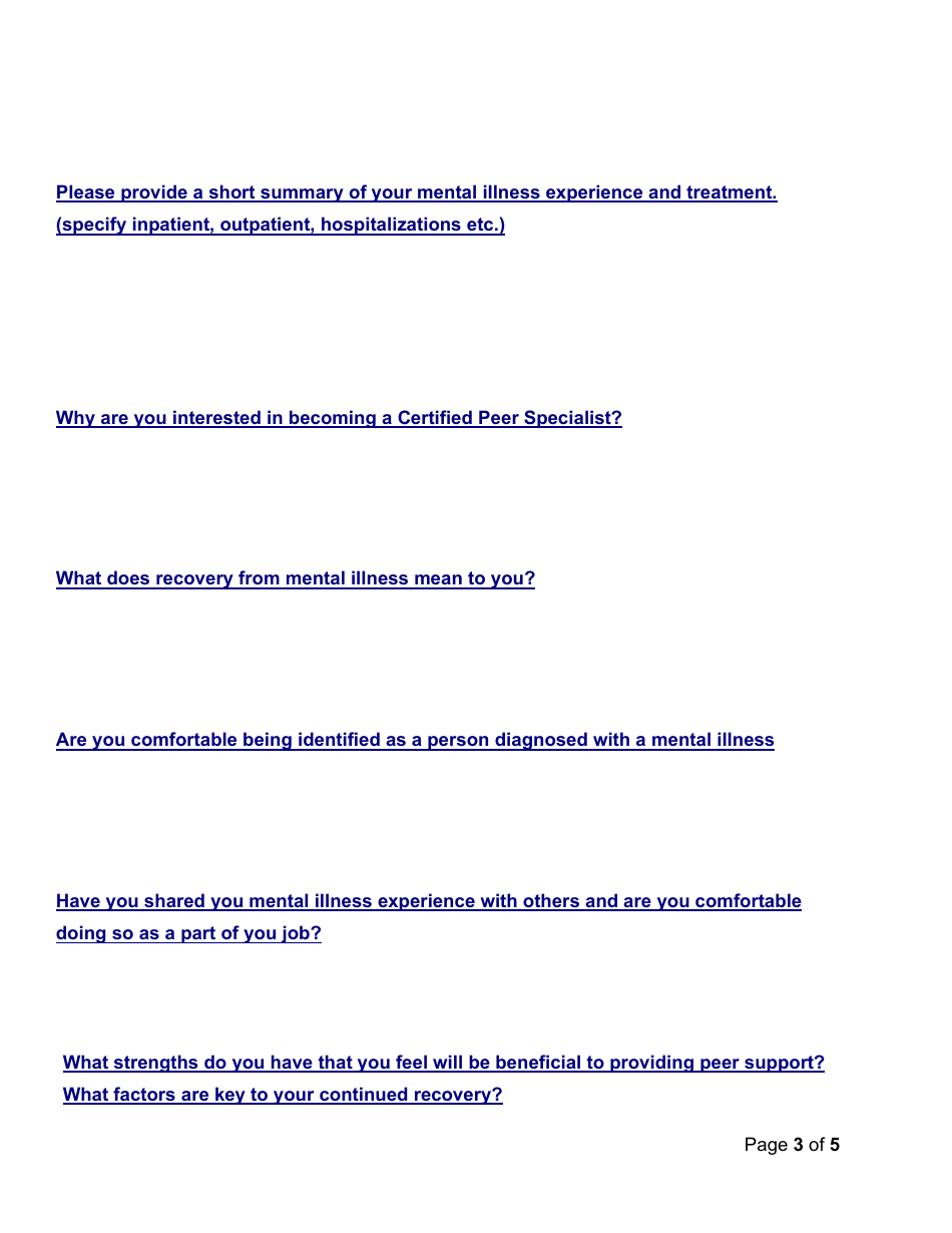 Alabama Certified Peer Specialist Training Application - Alabama, Page 3