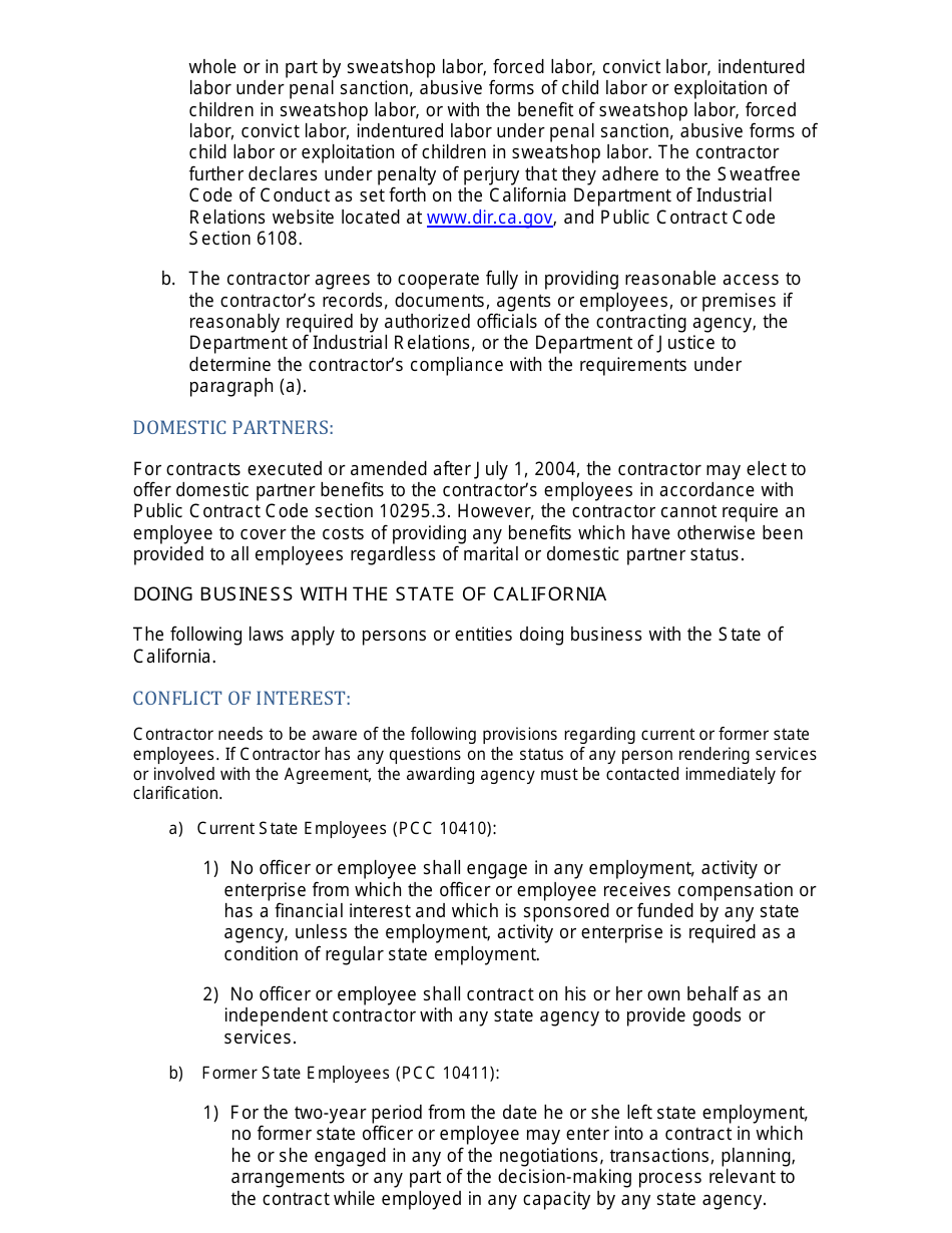 Form CCC1005 Contractor Certification Clause - California, Page 3