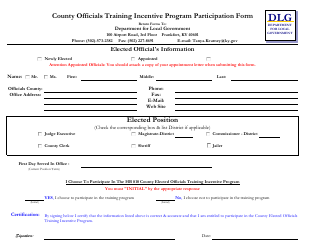 Document preview: County Officials Training Incentive Program Participation Form - Kentucky