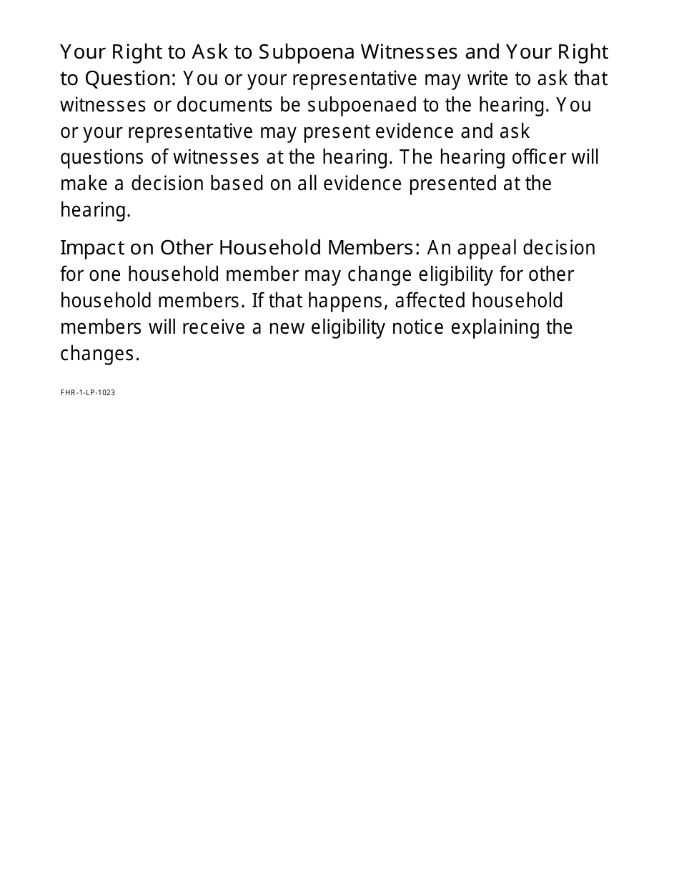Form FHR-1-LP Fair Hearing Request Form (Large Print) - Massachusetts, Page 7