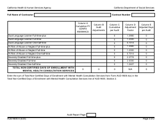 Form AUD9500.4 Child Care and Development Programs Non-certified Children Receiving Mental Health Consultation Services Days of Enrollment - California, Page 2