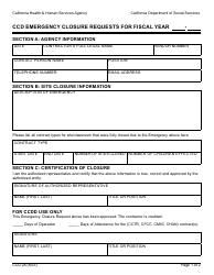 Form CCD24 Ccd Emergency Closure Requests for Fiscal Year - California