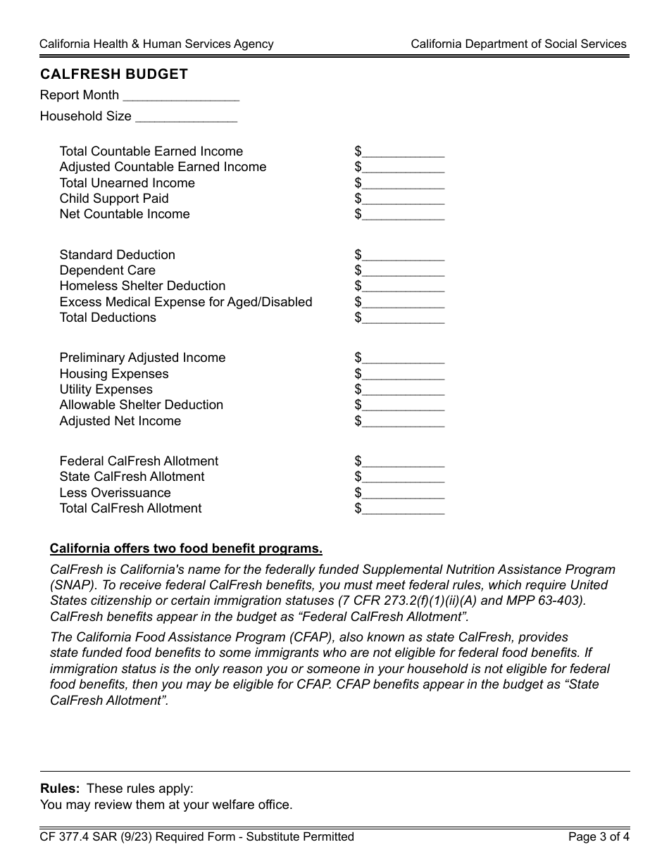 Form CF377.4 SAR CalFresh Notice of Change for Semi-annual Reporting Households - California, Page 3