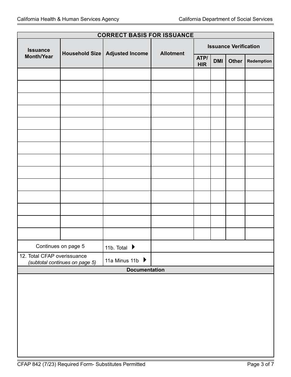 Form CFAP842 State CalFresh Claim Determination Worksheet - California Food Assistance Program (Cfap) - California, Page 3