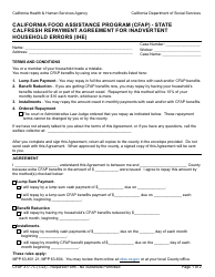 Form CFAP377.7C State CalFresh Repayment Agreement for Inadvertent Household Errors (Ihe) - California Food Assistance Program (Cfap) - California