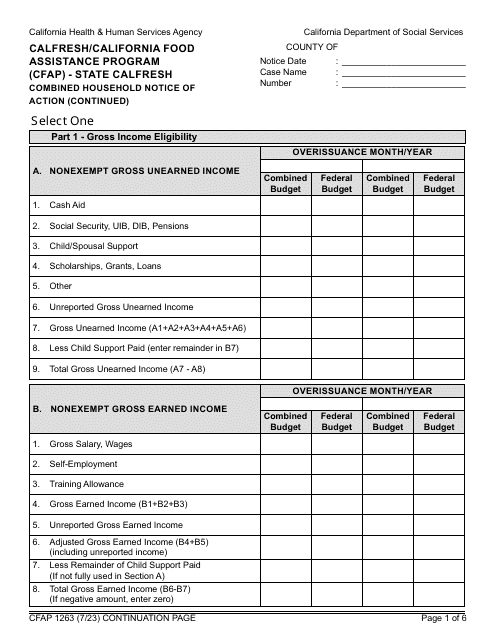 Form CFAP1263  Printable Pdf