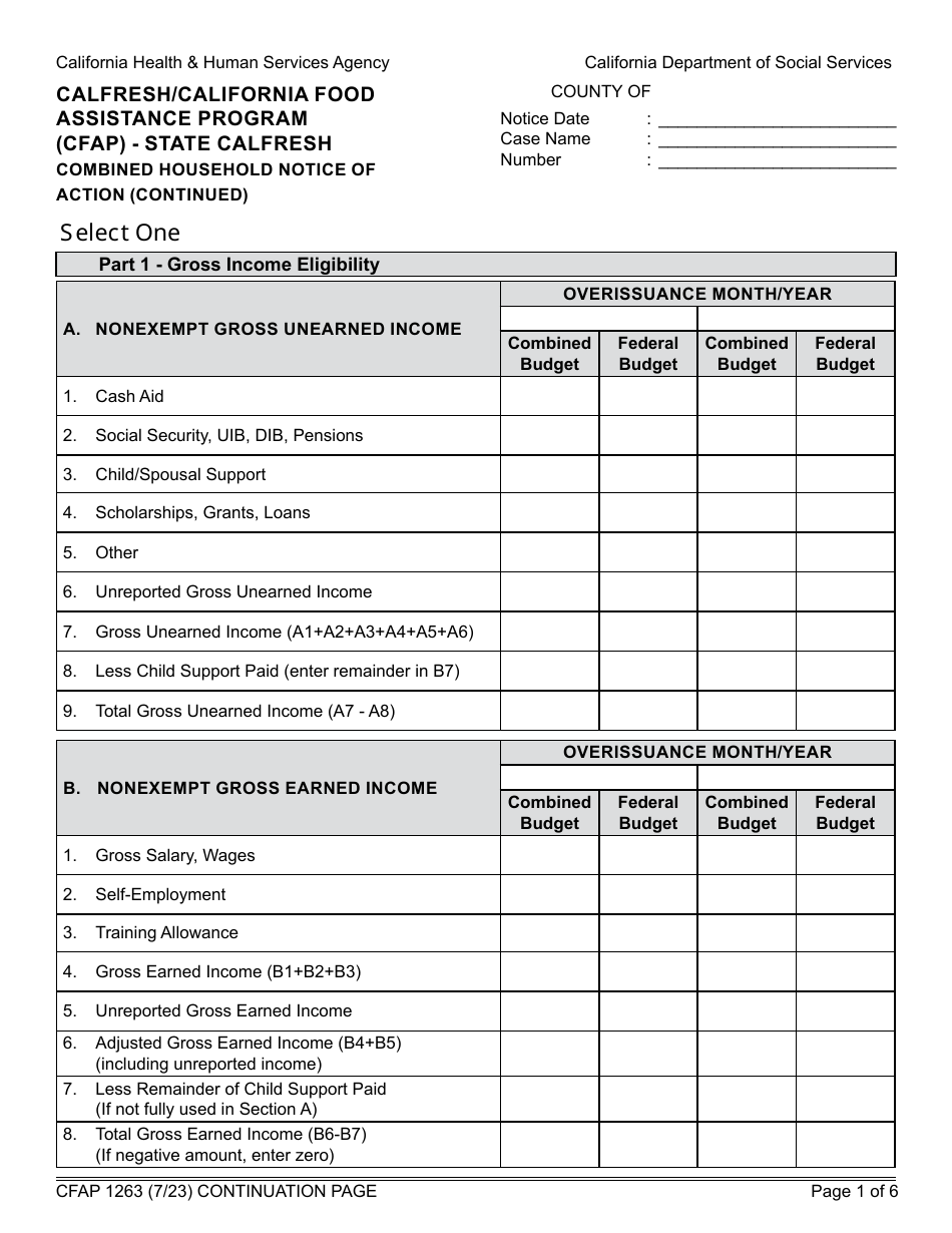 Form CFAP1263 - Fill Out, Sign Online and Download Fillable PDF ...