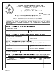 Document preview: Asolicitud Para Terapia De Duelo - Kansas (Spanish)