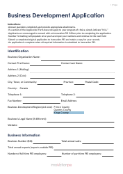 Business Development Application - Prince Edward Island, Canada