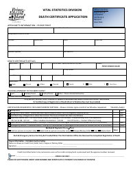 Document preview: Death Certificate Application - Prince Edward Island, Canada