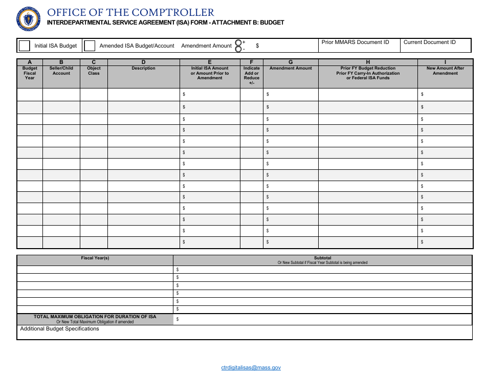 Interdepartmental Service Agreement (Isa) Form - Massachusetts, Page 4