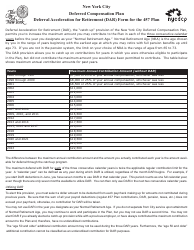 Deferral Acceleration for Retirement (Dar) Form for the 457 Plan - New York City