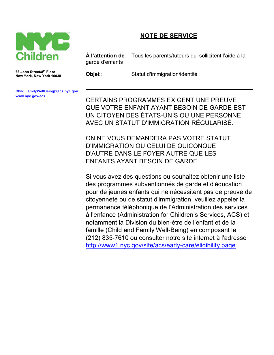 Form CFWB-012 Application for Child Care Assistance - New York (French), Page 16