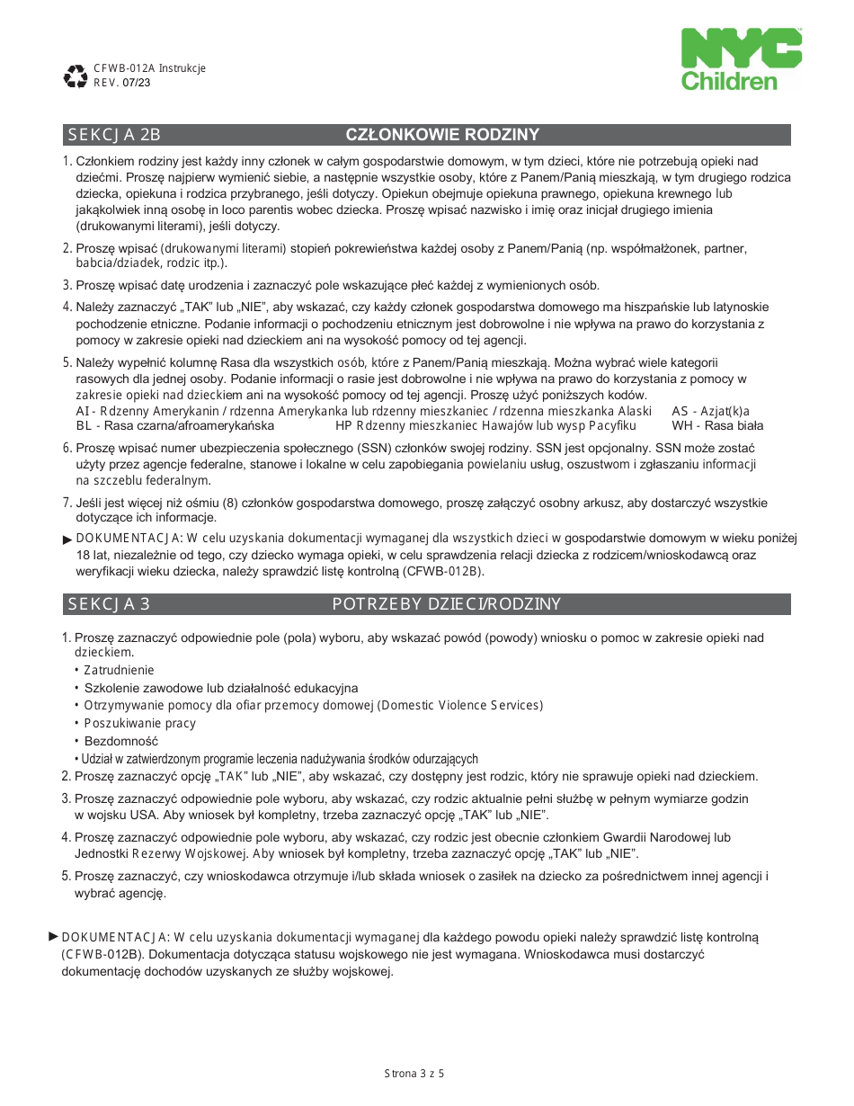Form CFWB-012 Application for Child Care Assistance - New York (Polish), Page 10