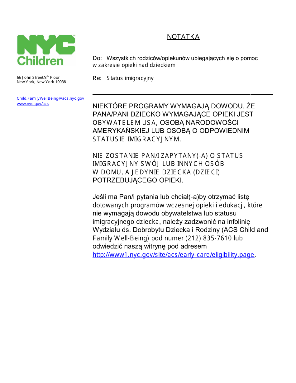 Form CFWB-012 Application for Child Care Assistance - New York (Polish), Page 16