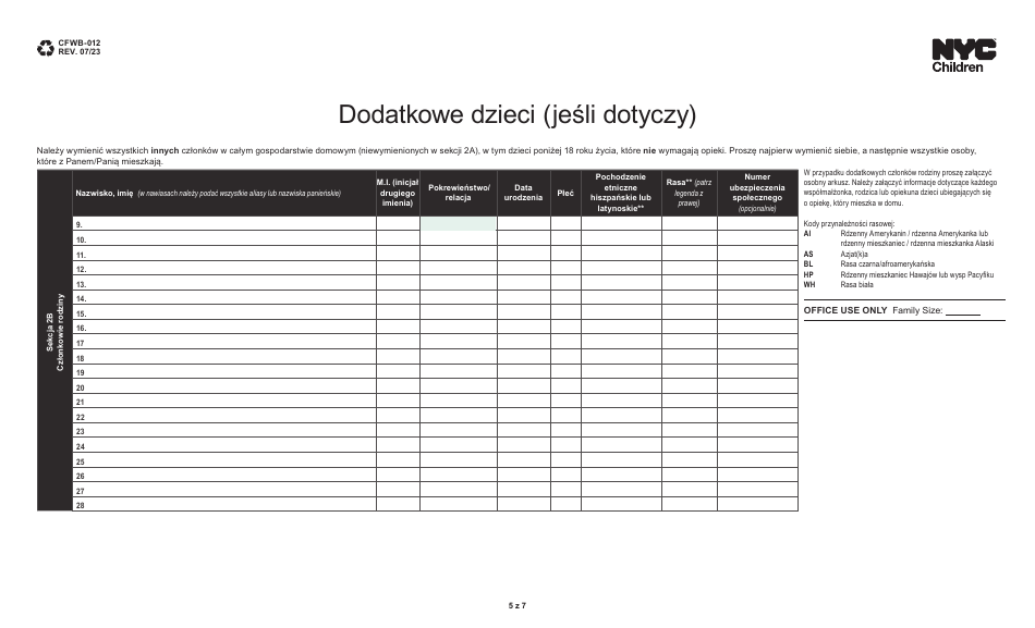 Form CFWB-012 Application for Child Care Assistance - New York (Polish), Page 5