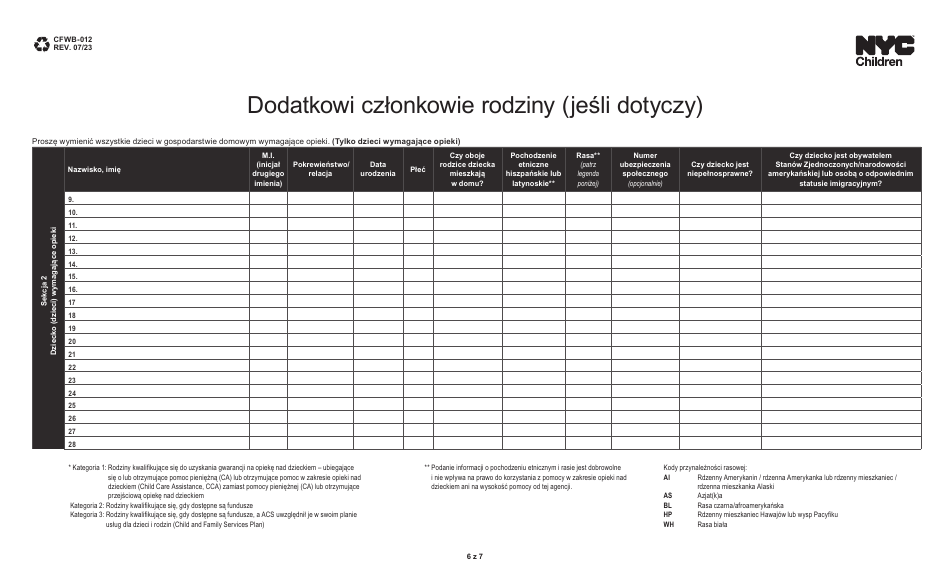Form CFWB-012 Application for Child Care Assistance - New York (Polish), Page 6
