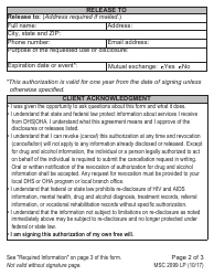 Form MSC2099 LP Authorization for Use and Disclosure of Individual Information (Large Print) - Oregon, Page 2