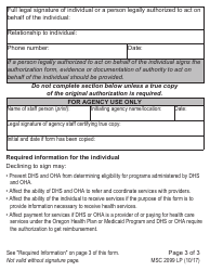 Form MSC2099 LP Authorization for Use and Disclosure of Individual Information (Large Print) - Oregon, Page 3