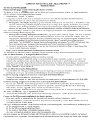 Document preview: Form DOR82179B Taxpayer Notice of Claim - Real Property - Arizona