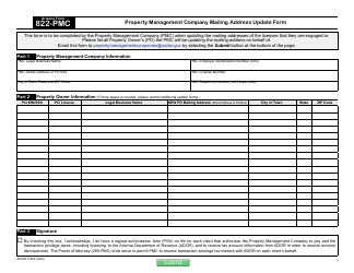 Document preview: Arizona Form 822-PMC (ADOR11352) Property Management Company Mailing Address Update Form - Arizona
