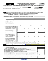 Document preview: Arizona Form 309 (ADOR10136) Credit for Taxes Paid to Another State or Country for Forms 140, 140nr, 140py and 140x - Arizona, 2022